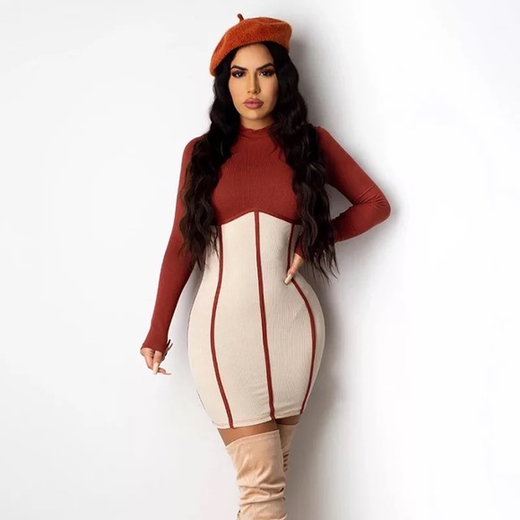 Longsleeve Bodycon Ribbed Dress - Picture 3 of 6